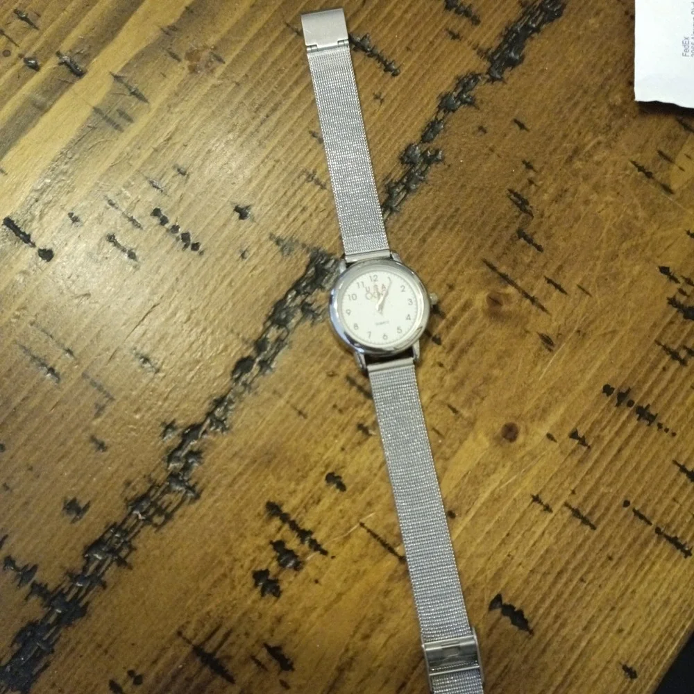 USA Olympic Logo Quartz Watch Silver Mesh Band White Dial fa